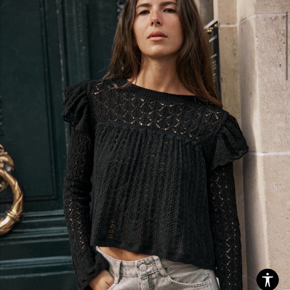 Zara POINTELLE KNIT ROMANTIC TOP - New with tags!